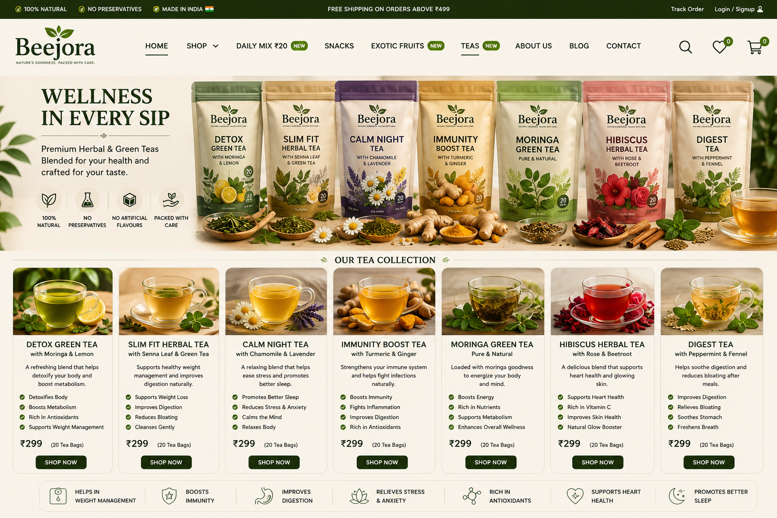 Beejora wellness tea collection